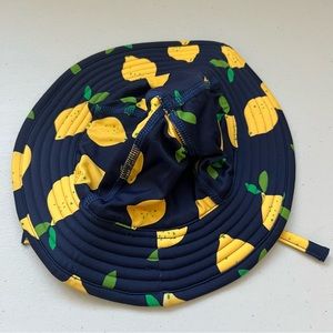 Hanna Andersson Navy and Yellow Lemon Print Kids Hat
